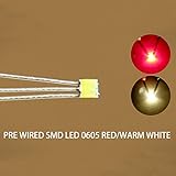 Evemodel 20 STK. Bi-Color SMD LED rot/warmweiss 0605 +Microlitze 20cm Neu DT0605RWM-20N-EU