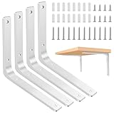 Regalhalterung Regalwinkel Regalträger Weiß Regalhalterungen 4stk 200x150mm Metallwinkel 90 Grad Winkel Regal Wandregal Halterung mit Schrauben Wandkonsole Schwerlast für Wandhalterung Reg