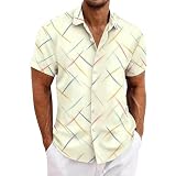 Shirts Herren Hawaii Sommer Hemden Kurzarm Strandhemd Kurzarmhemd Freizeithemd Regular Fit Blumen Hemdleiste Strand Urlaub Reise Trachtenhemd Bügelfrei Kariert Sommer Hemden Top