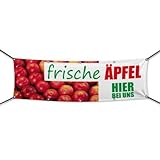 (PVC) Frische Äpfel rot Verkauf Banner, Plane, Werbeschild, Werbung, Werbebanner, 200 x 75 cm, DRUCKUNDSO