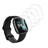 Banuyaw für Schutzfolie Fitbit Versa 4 Displayschutzfolie, für Soft TPU Folie Fitbit Versa 4 Panzerfolie, 4 Stück Ultra HD Schutzglas Blasenfrei S