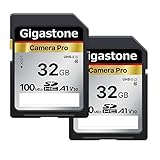 Gigastone SDHC-Speicherkarte, 32 GB, Kamera Pro Serie, 2 Karten, Geschwindigkeit bis zu 100 MB/s, kompatibel mit Canon Nikon Sony Camcorder, A1 U1 V10 UHS-I Klasse 10 für Full HD V