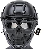 Taktischer PJ-Typ Airsoft-Schnellhelm mit verstellbarem Befestigungsknopf, Taktische Totenkopfmaske, verstellbare Airsoft-Maske, Halloween-CS-Sp