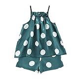 Kleinkind Mädchen Dot Outfits Tops + Shorts Nachtwäsche Print Baby Pyjamas Mädchen Outfits & Set Schlafanzug Langarm (Green, 18-24 Months)