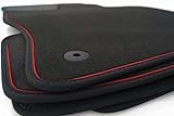 Fußmatten Astra J (Rotes Zierband) Velours Premium Automatten Schwarz/Rot 4-teilig