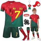 Fussball Trikot Kinder Set, Heimtrikots/Auswärtstrikots Trikot Jungen, Fußball T-Shirt Shorts, Football socken, Schienbeinschoner, Fußbälle Jersey Schlüsselanhänger, Bracelet und Bandag