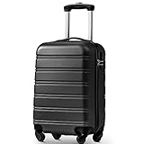 Merax 20 Zoll ABS Hartschale Reisekoffer Koffer Set mit 4 Rollen - Leichtes Handgepäck in Schwarz, Schwarz, 51 cm, Zentrales erweiterbares Gepäck mit Spinner-R