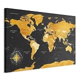 B&D XXL - Akustikbild englische Weltkarte Bilder Akustikschaum Hochleistungsschallabsorber Schallschutz Leinwand 1 tlg Wandbild Raumakustik Schalldämmung Lernkarte Landk