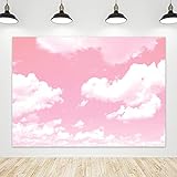 Riyidecor Pink Sky White Clouds Hintergrund Polyester Stoff Natürliche Landschaft Klarer Himmel Frisch Wolken Sonnenschein Wetter Natur 7W x 5H Füße Erwachsene Frau Mädchen Fotografie Hinterg