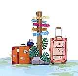 MOKIO® Pop-Up Karte Reise – 3D Grußkarte zum Urlaub, Geburtstag, Abschied oder für Urlaubsg
