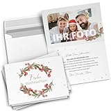 10 Personalisierte Weihnachtskarten mit Ihrem Text und Foto - Edel Dezent Klassisch - individueller Weihnachtsgruß Grußkarte Weihnachten Klappkarten mit Umschläg
