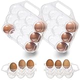 Hausfelder Eier Aufbewahrungsbox, Eierbehälter für 2 x 12 Eier, transparent wiederverwendbar (2er Set Transparent)