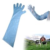Langarm Veterinär Handschuh,Veterinär-Handschuhe,Dehnbare Einweghandschuhe,Handschuhe zur Viehbesamung,Einweg Weichplastikfolie Handschuhe,Veterinärhandschuhe Extra Lange Stulpe 90 cm,Hellblau,30p