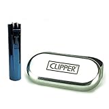 Clipper Metall Gas-Feuerzeug (deep Blue) mit SOFORTGRAVUR +VORSCHAU: Gravur inklusive (Gasfeuerzeug, nachfüllbar)