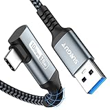 SUNGUY USB C Kabel Winkel, 0.5M 10Gbps USB 3.1 Gen 2 USB C Ladekabel und Datenkabel Kompatibel mit Android Auto, Galaxy S22, SSD, Huawei P30/P20, Xiaomi-G