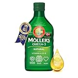 Möller's Omega 3 Lebertran | Nahrungsergänzung mit EPA, DHA, Vit A, D und E | Hochreiner natürlicher | 165 Jahre alte Marke | Superior Taste Award | Neutraler Geschmack | 250 ML