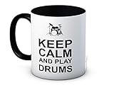 Keep Calm and Play Drums - Drummer Keramik Kaffeetasse B