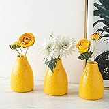 Blumenvase 3er Set, Dekorative Keramikvase, Vase für Dekoration Zuhause Wohnzimmer Büro Partys Hochzeit (Zitronengelbe Wabe)