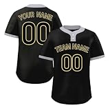 Personalisiert American Football Trikot Kurzarm mit Eigenem Namen Number Team DIY Rugby Trikot Knopf Sporthemden Schnelltrocknend Atmungsaktiv Henley Shirts Football Jersey