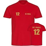 multifanshop Herren T-Shirt - St. Pauli - Trikot Nummer 12 Gold - Druck Gold metallic - Männer Größe XL