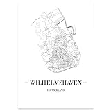 JUNIWORDS Stadtposter - Wähle Deine Stadt - Wilhelmshaven - 21 x 30 cm Poster - Schrift A - Weiß