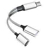 Leloco USB C Splitter 1 zu 2, USB C Stecker zu USB A+Typ C(PD60W) Buchse Kabel Adapter, Typ C Verteiler für Strom und Daten Kompatibel mit Mobiltelefone, Tablets, Lapto, Mac, Auto, PS4, PS5 usw