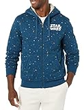 Amazon Essentials Disney | Marvel | Star Wars Herren Kapuzen-Sweatshirt mit Sherpa-Futter und durchgehendem Reißverschluss, Star Wars Logo Ships, S