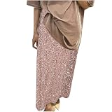 duxyoz Damen-Maxirock mit Pailletten, elastische Taille, glitzernd, Party, elegante Röcke, glitzernd, glänzend, für Konzert, formelle Anlässe, lockere Passform, Bleistift-Tanz, Clubwear, b