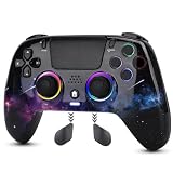 DuLingKer Wireless Controller Kompatibel für PS4, Game Controller mit Hall Effect Stick/Trigger(NO Drift), RGB-Licht, Dual Vibration, Audio, M1/M2-Taste, Controller Kompatibel mit PS4/Pro/S