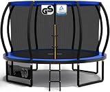 Devoko Trampolin Outdoor Ø 228/305/366/427 cm, vom TÜV Rheinland GS-Zertifikat, Kindertrampolin Gartentrampolin mit Sicherheitsnetz, Rundes Riesentrampolin mit Leiter und Schuhb