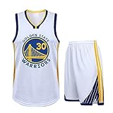 2-Teiliges Kinder/Erwachsene Basketball Trikot Shirt und Shorts, Kinder/Erwachsener Basketball Trikot Set, Basketball-Spieltrikots für Herren/Jungen Weiß M