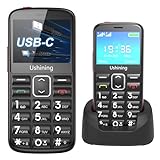 ukuu Seniorenhandy ohne vertrag mit Ladestation 2,3 Zoll USB-C Tastenhandy ohne Vertrag mit großen Tasten GSM Mobiltelefon SOS Notruftaste Tasten Handy für Senioren Schw