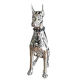 NESKTS Silberne Hundestatue, Dobermann Hund Skulptur für Heimdekoration, Hand Dobermann Hund Kunstwerk Große Größe Kunst Tier Statuen Figur Raumdek