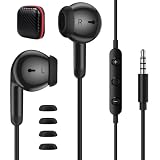 Kabelgebundene Ohrhörer, 3,5-mm-Klinkenstecker, In-Ear-Headset mit Mikrofon, HiFi-Stereo-Kopfhörer, kompatibel mit iPhone/iPad/iPod/Samsung/HuaWei/Android Laptops, Computer, MP3-Player, Schw