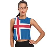 GuoChe Ärmelloses Sport-Tanktop für Damen, kühl-trocken, für Fitnessstudio, Yoga, Größe S, Island-Flaggenmuster, Dekordruck,