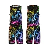 Buntes Basketball-Trikot, Outfit, Tank-Top, Trainings-Shorts, Fußball-Volleyball-Team-Uniform, Schwarz , M