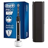 Oral-B PRO 1, 750 Black Edition Elektrische Zahnbürste/Electric Toothbrush für eine gründliche Zahnreinigung, 1 Putzprogamm, Drucksensor, Timer & Reiseetui, 1 CrossAction Aufsteckbürste, schw