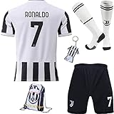 BlackAzat 2021/2022 Heim #7 Football Fußball Kinder Trikot Shorts Socken Set Jugendgrößen (Weiß,30)