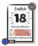 Geschenk 18. Geburtstag Junge & Mädchen, Lustiges Geldgeschenk 'Erste Million', witzige & kreative Geschenkideen, 18ter mit B