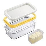 Butterdose mit Deckel und Schneider, Butteraufbewahrungsbehälter aus Kunststoff, Käseaufbewahrung für die Arbeitsplatte im Kühlschrank, 17 x 10 x 7