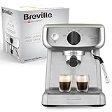 Breville Barista Mini Siebträgermaschine | Espressomaschine/Kaffeemaschine mit Milchaufschäumer | 2-l-Wasserbehälter | Italienische Pumpe mit 15 Bar | Edelstahl [VCF125X], Silb