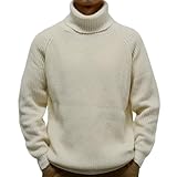 ROHKAO Herren-Pullover mit Stehkragen, modisch, einfarbig, gestrickt, langärmelig, bequem, einfach, vielseitig, lässig, Pullover mit Boden L
