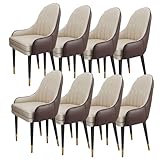 Moderne Esszimmerstühle 8er Set Mikrofaser Leder Küche Schlafzimmer Ehezimmer Balkon Sofa Stuhl Schminktisch Make up Stuhl (Color : Coffee+beige)