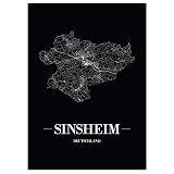 JUNIWORDS Stadtposter - Wähle Deine Stadt - Sinsheim - 30 x 40 cm Poster - Schrift A - Schw