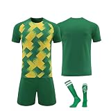 Fußball Trikot Set für Kinder, Kinder Fussball Trikot, DIY Fußball T-Shirt Shorts Socken für Junge Fußballtraining, Outdoor Football Jersey Trik