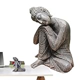 Zen Buddha Statue | Spirituelle Schreibtischfigur & Wohnkultur | Yoga Schrein Ornament für Meditation | Ruhige Skulptur für Wohnzimmer & Arbeitsplatz Dek