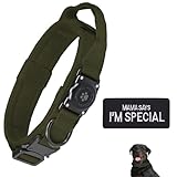 Taktisches AirTag Hundehalsband, 100% Wasserdicht Integriertes Apple Air Tag Hundehalsband mit AirTag Halter, Verstellbares Militärhalsband mit Griff, Dickes & Breites GPS Hundehalsband (Grün XL)