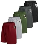 BOOJO 5er Pack Sporthose Herren Kurz Sport Shorts mit Taschen Schnell Trocknend Trainingshose Jogginghose Laufhose für Gym Basketball(Schwarz/Dunkelgrau/Hellgrau/Armeegrün/Weinrot,3XL)