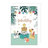 Edition Seidel Premium Geburtstagskarte mit Umschlag. Glückwunschkarte Grusskarte Kindergeburtstag Billet Kinder Junge Mädchen Tierische Karte zum Geburtstag lustige (G3096 SW022)