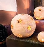 Dekoleidenschaft große Terracotta-Kugel Sterne Ø 30 cm, Gartenkugel, Windlicht, Dekokugel, Kerzenhalter, Garten-Deko für Draußen, Kerzenständer, T